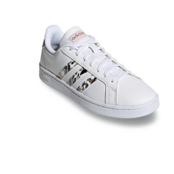 adidas x Zoe Saldana Grand Court Women's Sneakers (White Copper Metallic) - Picture 1 of 4